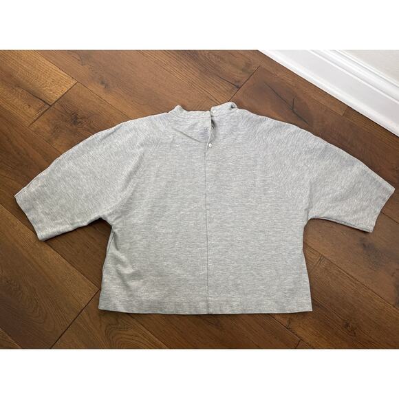 Club Monaco Mock Neck Snap-Back Button Shirt Heather Gray Women's Size Medium - Picture 4 of 9